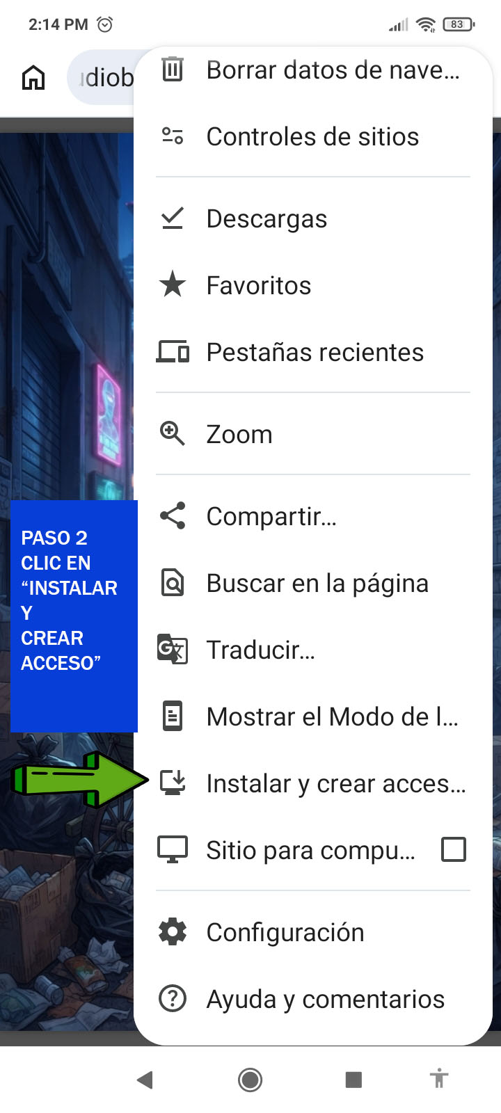 Paso 2 para instalar en Android