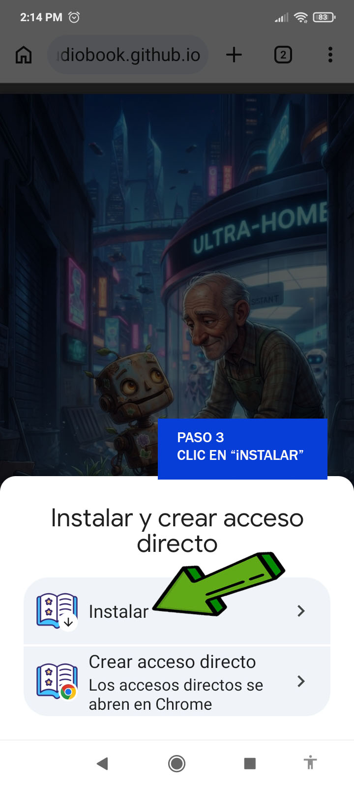 Paso 3 para instalar en Android