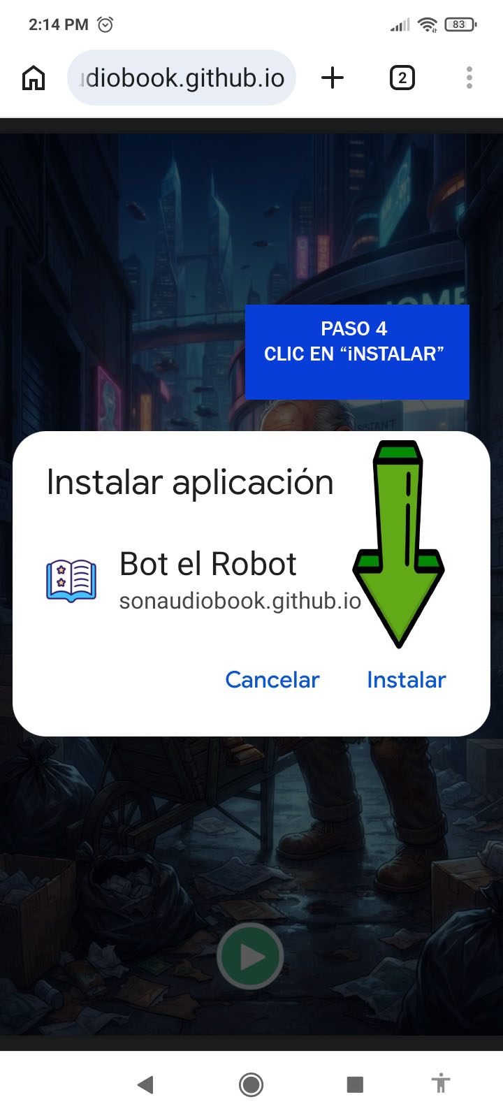 Paso 4 para instalar en Android